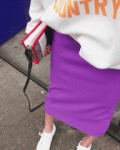 Ruckle Color Ribbed Banding Skirt