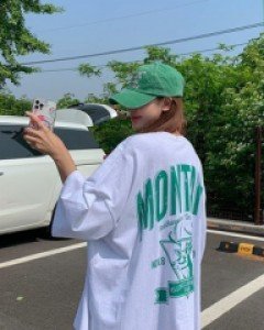 Montanana dyed boxy long short sleeve tee