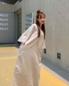 Linen double-sided pocket boxy long dress