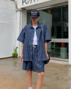 Indigo Denim Short Sleeve Shirt