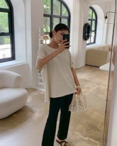 Edith spin tuck roll-up short sleeve tee