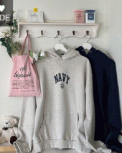 NAVY Printing Raised Hoodie