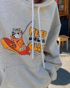 tiger print hooded hoodie