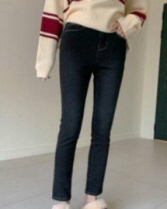 Pus brushed denim banding pants