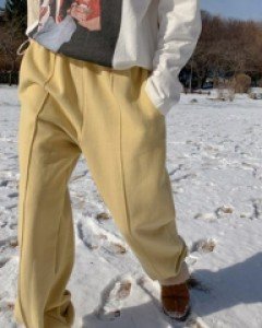 Cotton candy incision sheep brushed jogger pants