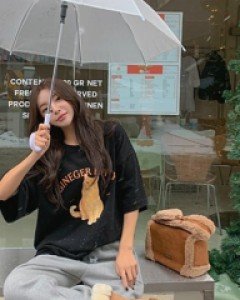 Cat Printed Peach Brushed Short Sleeve T-shirt