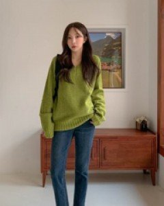 Name banding brushed denim pants