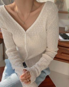 Barbie shirring V neck cardigan