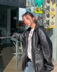 portreck hooded leather jacket