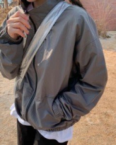 Art coating windbreaker zip-up