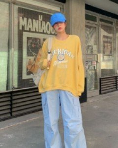 Oxford string wide pants