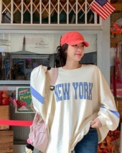 New Yorker Color Matching Boxy Long Sweatshirt