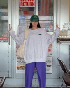 Bunny printing boxy fur sweatshirt