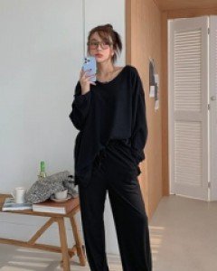 Pudding ribbed wide banding pants