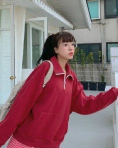 Humming pocket half zip-up Man to man