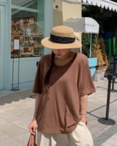 Her Linen U Neck Short Sleeves T-shirt