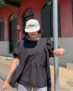 Rose Puff Short Sleeve Blouse