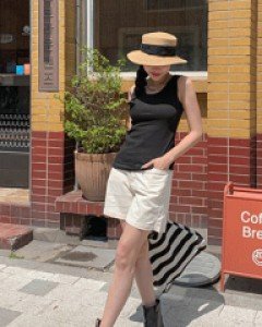 Jeff U-Neck Corrugated Sleeveless Shirts