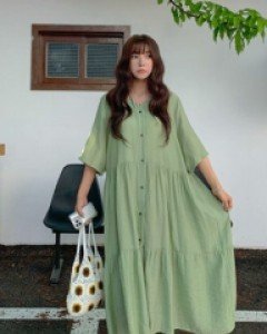 Melona shirring Long one piece