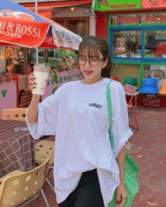 Berry printing Boxy Short-sleeve Long tee