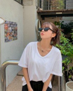 Solin U Neck Basic Short Sleeve T-shirt