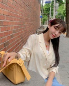 heart button collar blouse