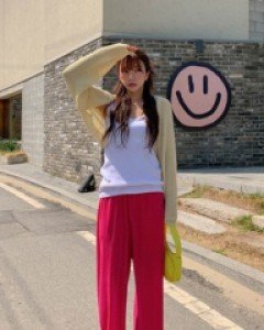 Dot pleat banding pants