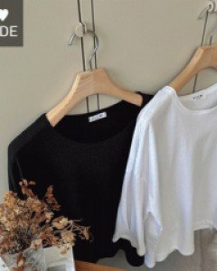 Basic Round Neck Sleeve Puff Tee