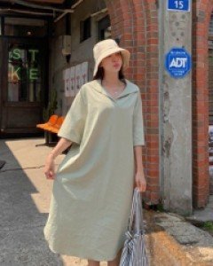 Russo Open Collar Long Dress