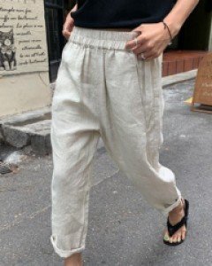 Juti Linen Banding Baggy Pants