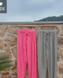 Berry summer corrugated banding jogger pants
