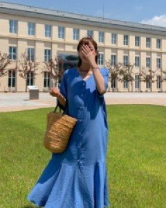 Lemon V-neck long dress