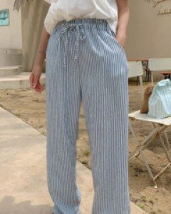 James banding stripe wide pants