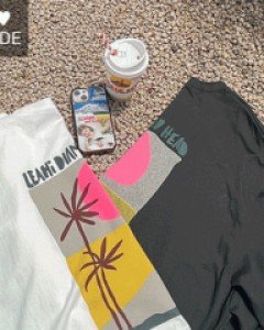 Beach printing Short-sleeve Long T-shirt