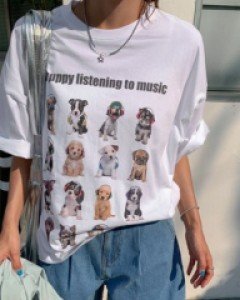 Puppy Digital Print Long Short T shirts