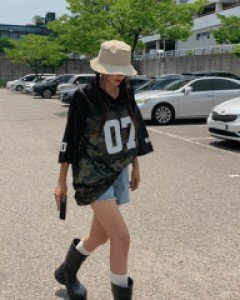 07Rugby Mash Color Matching Short Sleeve Long Tee