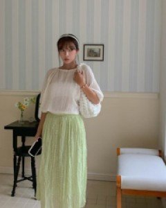 Papaya banding long skirt