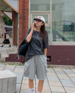 Broken Print Pig Short Sleeve Long T-shirt