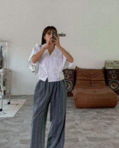 Miyu Stripe Wide Banding Pants