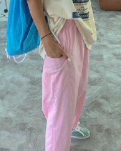 Elly Pocket Banding Baggy Pants