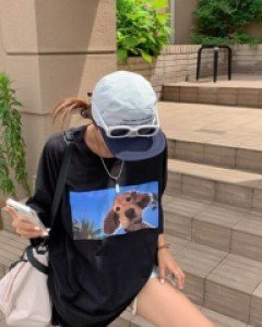 Cutie Puppina Dyed Short Sleeve Long T-shirt