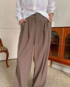 Eco Linen Pintuck Wide Banding Pants