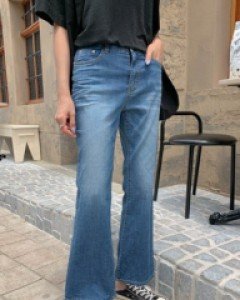 Cow boot cut denim banding pants