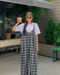 Nar check wide jumpsuit