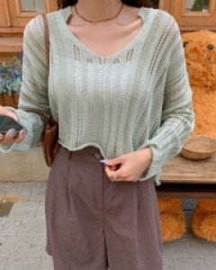 Scary V Neck Long Sleeve Knit