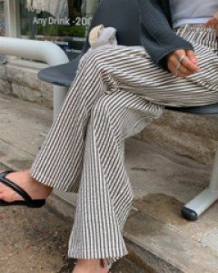 Deli stripe banding pants
