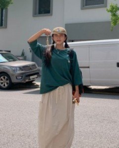 Fit nylon string long skirt