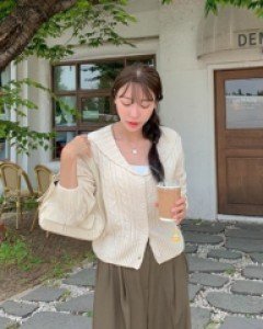 Fran Sailor Collar Wool Knit Cardigan