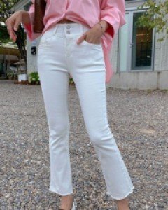 Fold banding two-button boot cut pants