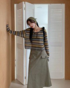 Mad banding cargo A-line long skirt